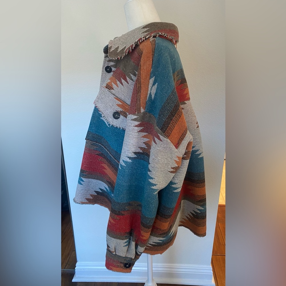 Vici Zion Distressed Button Down Shacket - Rust - image 2